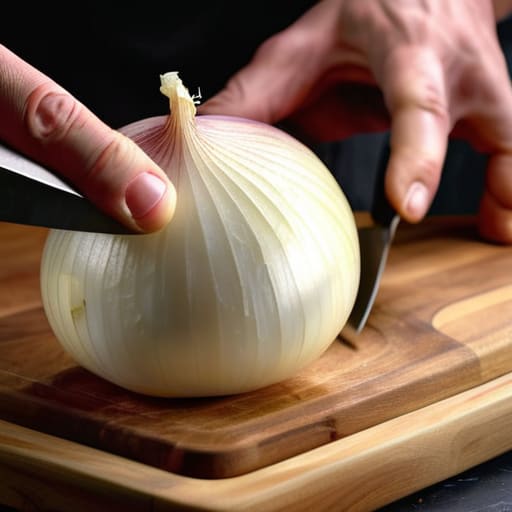Perfecting Knife Skills for Onion Chopping.